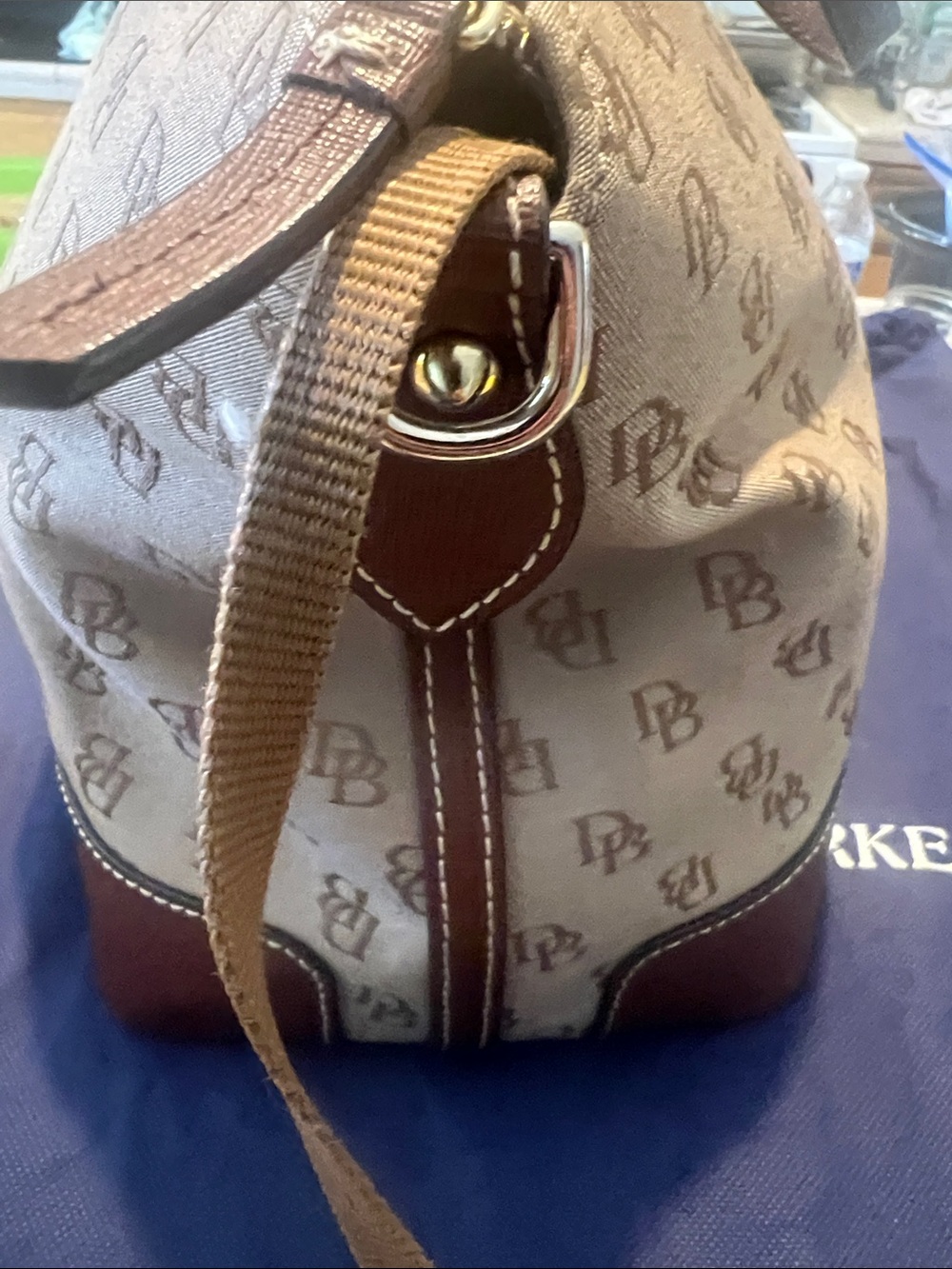 Dooney & Bourke Tan Monogram Satchel with Brown Zip Wallet - Picture 8 of 10